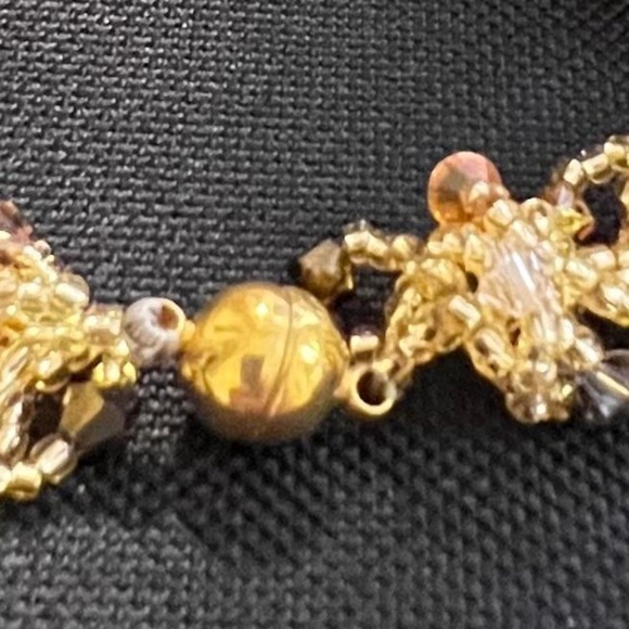 Elegant Gold and Orange Beaded Necklace - Picture 6 of 6